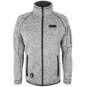 ActionHeat grey and white heathered knit full zip jacket with black trim