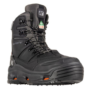 Korkers black waterproof winter boot with lace up closure and textured sole