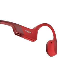 Red Shokz bone conduction headphones side view