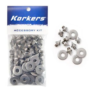 Korkers accessory kit containing metal spikes and washers
