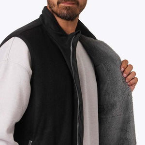 Mobile Warming black fleece vest with grey sherpa lining