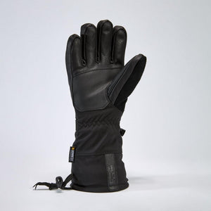Gordini black leather and fabric winter glove with Downtek label