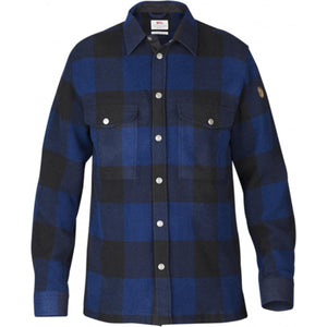 FjallRaven blue and black plaid long sleeve button down shirt with two chest pockets