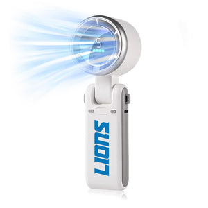 AlphaCool handheld fan with digital display and blue light effect