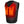 Black heated vest with visible orange heating elements and power button