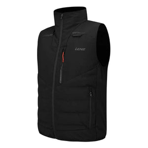 Lenz black sleeveless vest with high collar and zippered pockets