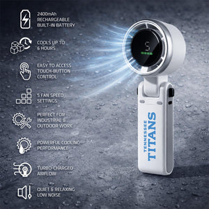 Tennessee Titans handheld fan with 2400mAh battery and five speed settings