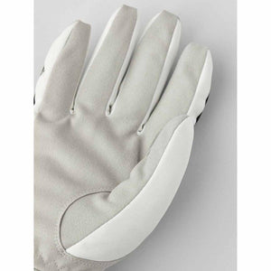 Close up of grey and white athletic glove palm