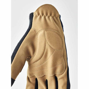 Tan Hestra glove palm with reinforced stitched padding