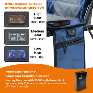 ExtremeMIST heated chair control settings and power bank specifications
