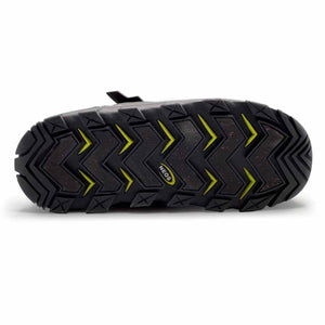 Black Neos overshoe tread with yellow chevron accents