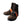 Brown leather work boots with orange high visibility straps and black buckle attachment