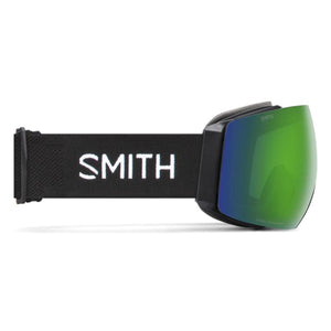 Smith Optics snow goggles with black strap and green reflective lens