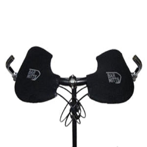 Bar Mitts black handlebar covers installed on bicycle handlebars