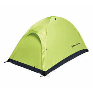 Black Diamond lime green dome tent with dark grey base