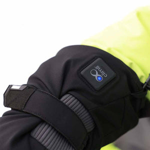 Black and neon yellow 509 heated glove cuff with Clim8 logo