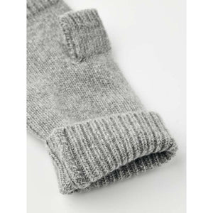 Grey knit fingerless glove with ribbed cuff