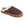 Acorn slipper with maroon knit upper and tan suede trim