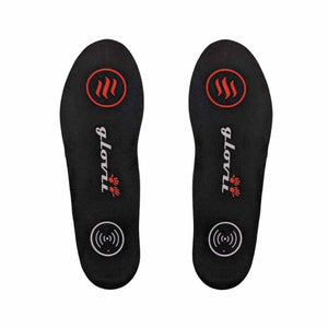 Pair of Glovii black heated insoles with branded logos