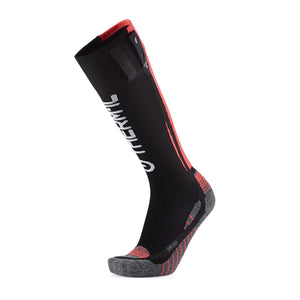 Sidas black and red heated ski sock with battery attachment snaps