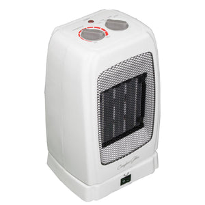 World Marketing Comfort Glow white portable ceramic heater with top control dials and front mesh grille