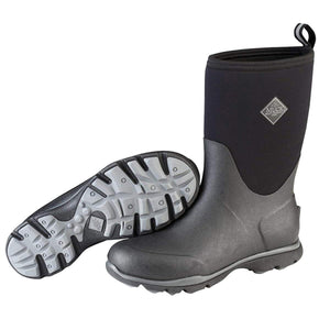 Muck black waterproof mid calf boot with grey lugged rubber sole