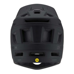 Back view of a black Smith Optics Mainline MIPS mountain bike helmet
