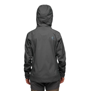 Back view of a Black Diamond charcoal hooded jacket