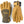 Hestra tan leather and olive green fabric gloves with velcro wrist straps