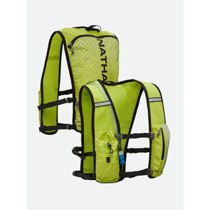 Nathan neon yellow hydration vest with mesh straps and front water bottle pockets