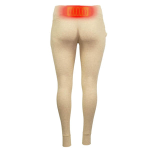 Mobile Warming beige thermal leggings with highlighted lower back heating element