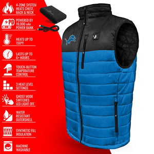 ActionHeat Detroit Lions heated vest with power bank and feature list