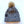 Grey cable knit beanie with a faux fur pom pom and a circular Detroit Foundation Gear logo patch