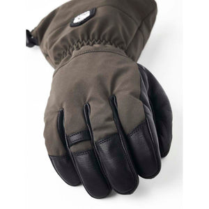 Hestra olive green and black leather winter glove