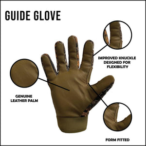 Glacier Glove Guide Glove showing leather palm flexible knuckle and form fitted design