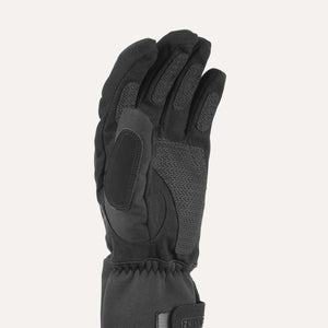 SealSkinz black waterproof glove palm view with textured grip detailing