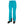 Helly Hansen turquoise ski pants with black boot gaiters and black ski boots