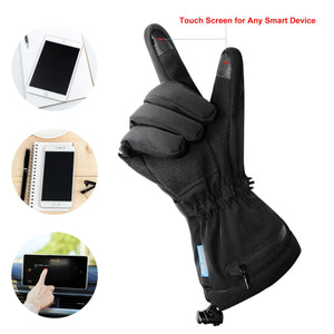 Black winter glove with touch screen compatible fingertips for use with tablets and smartphones