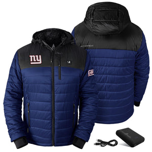 ActionHeat New York Giants 5V Men's Colorblock Puffer Battery Heated Jacket