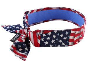 Chill-Its cooling tie headband with American flag pattern