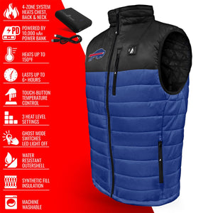 ActionHeat Buffalo Bills heated vest with power bank and feature list