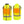 Radians high visibility yellow heated vest with reflective stripes shown from front and back
