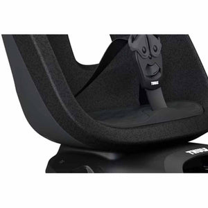 Close up of Thule child bike seat harness and buckle