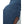 Close up of blue Hestra glove with embroidered logo and brown leather detail