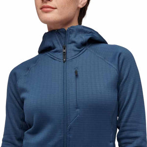 Black Diamond blue hooded zip up fleece jacket with chest pocket