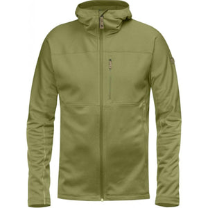 FjallRaven olive green hooded fleece jacket with full zip and chest pocket