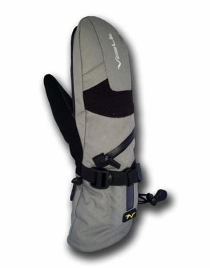 Volt Heat grey and black insulated mitten with adjustable wrist strap and zipper pocket