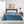 Beautyrest blue heated blanket with dual controllers on a bed