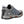 Korkers grey and blue low top hiking shoe with black accents and orange sole details