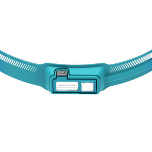 BioLite teal headlamp with rectangular light housing and adjustable strap